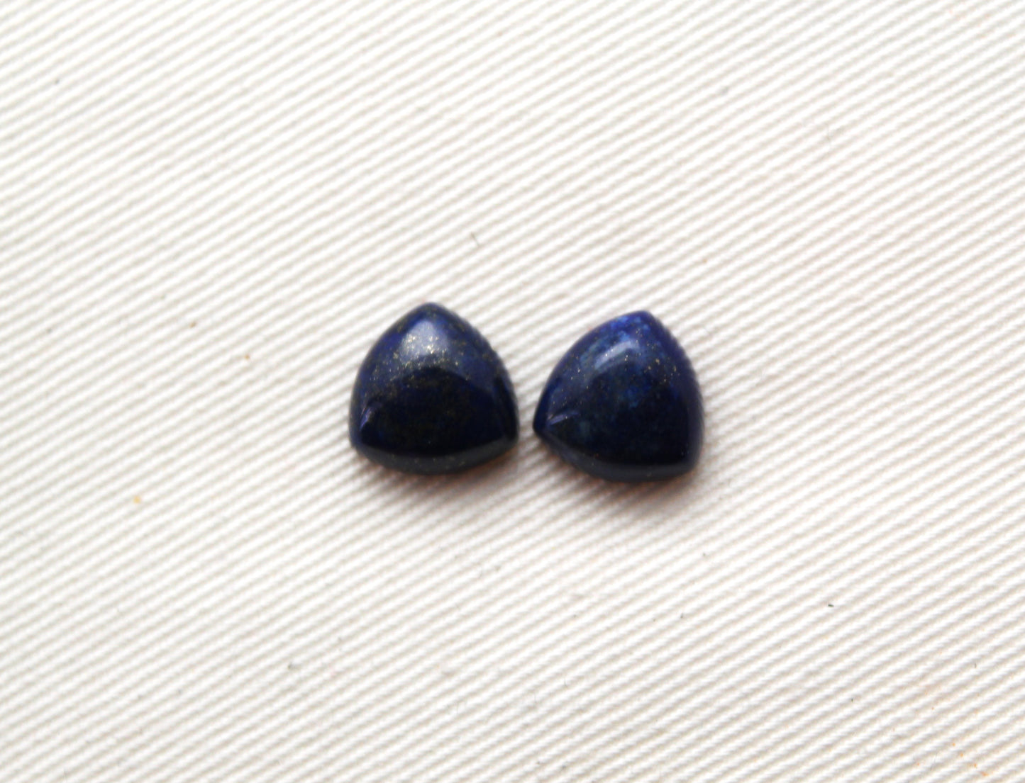 Lot of TWO Lapis Lazuli cabochons 10 MM Gemstones trillion blue