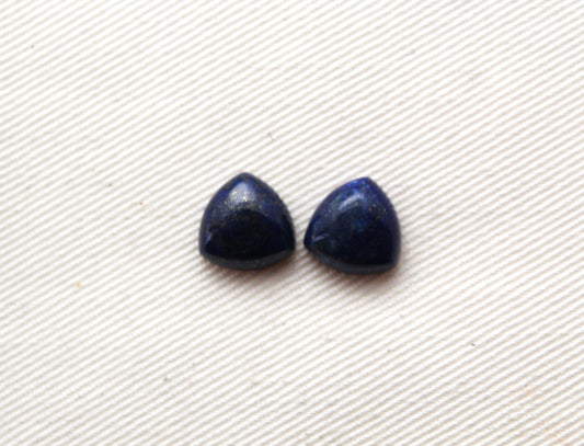 Lot of TWO Lapis Lazuli cabochons 10 MM Gemstones trillion blue