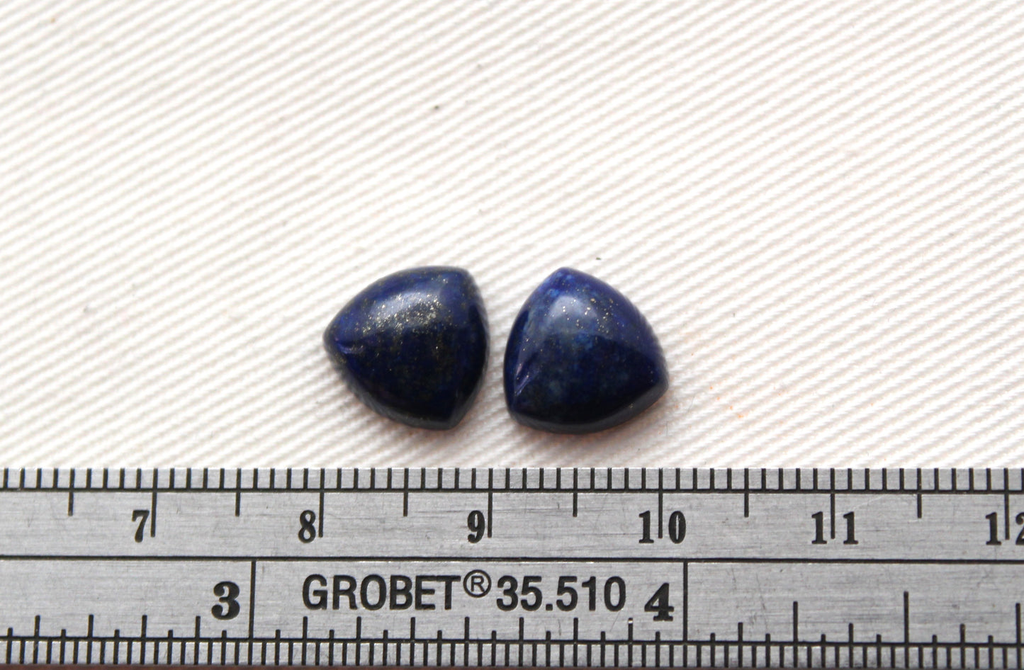 Lot of TWO Lapis Lazuli cabochons 10 MM Gemstones trillion blue
