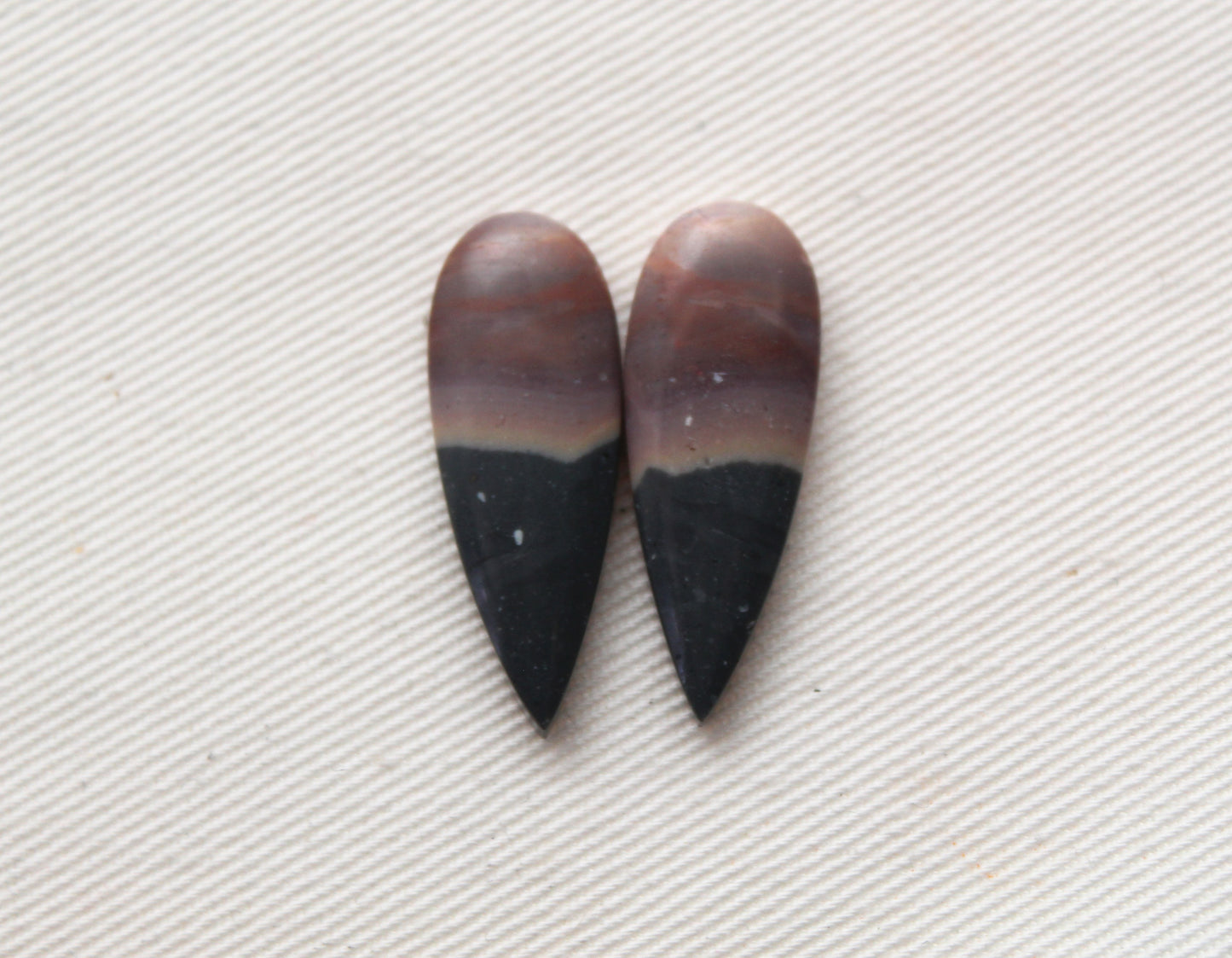 Matching pair of Indonesian Polychrome Jasper Cabochons