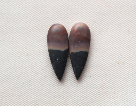 Matching pair of Indonesian Polychrome Jasper Cabochons