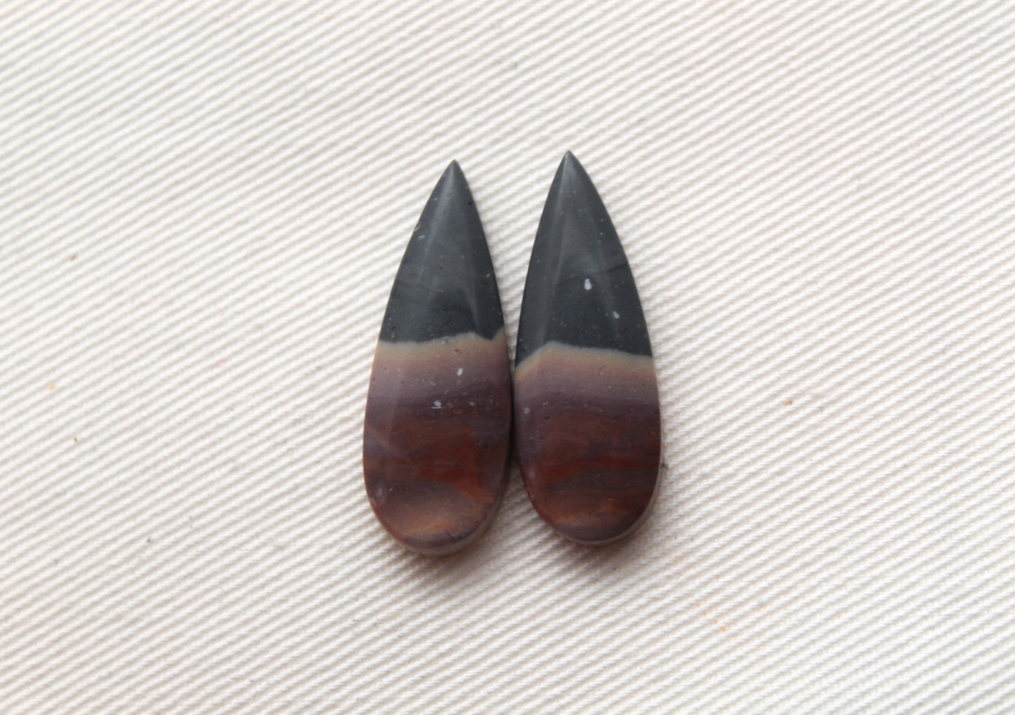 Matching pair of Indonesian Polychrome Jasper Cabochons