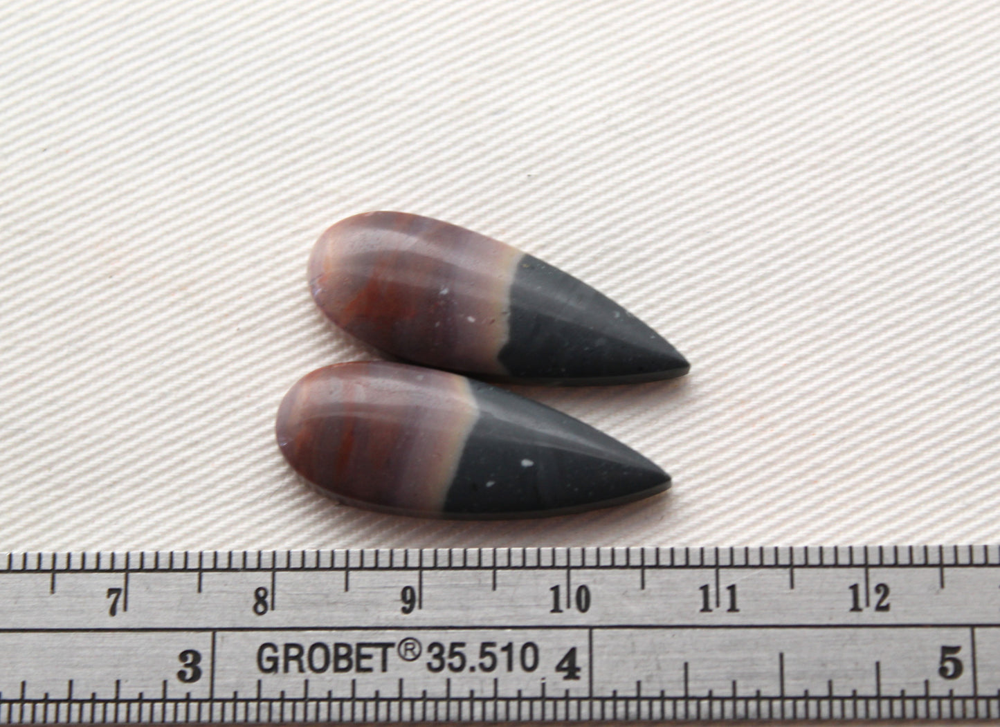 Matching pair of Indonesian Polychrome Jasper Cabochons