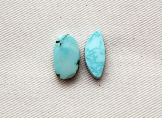 Blue Moon Turquoise lot Two cabochons Gemstones