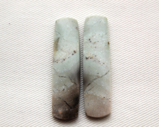 Pair of green Jasper Cabochons rectangle