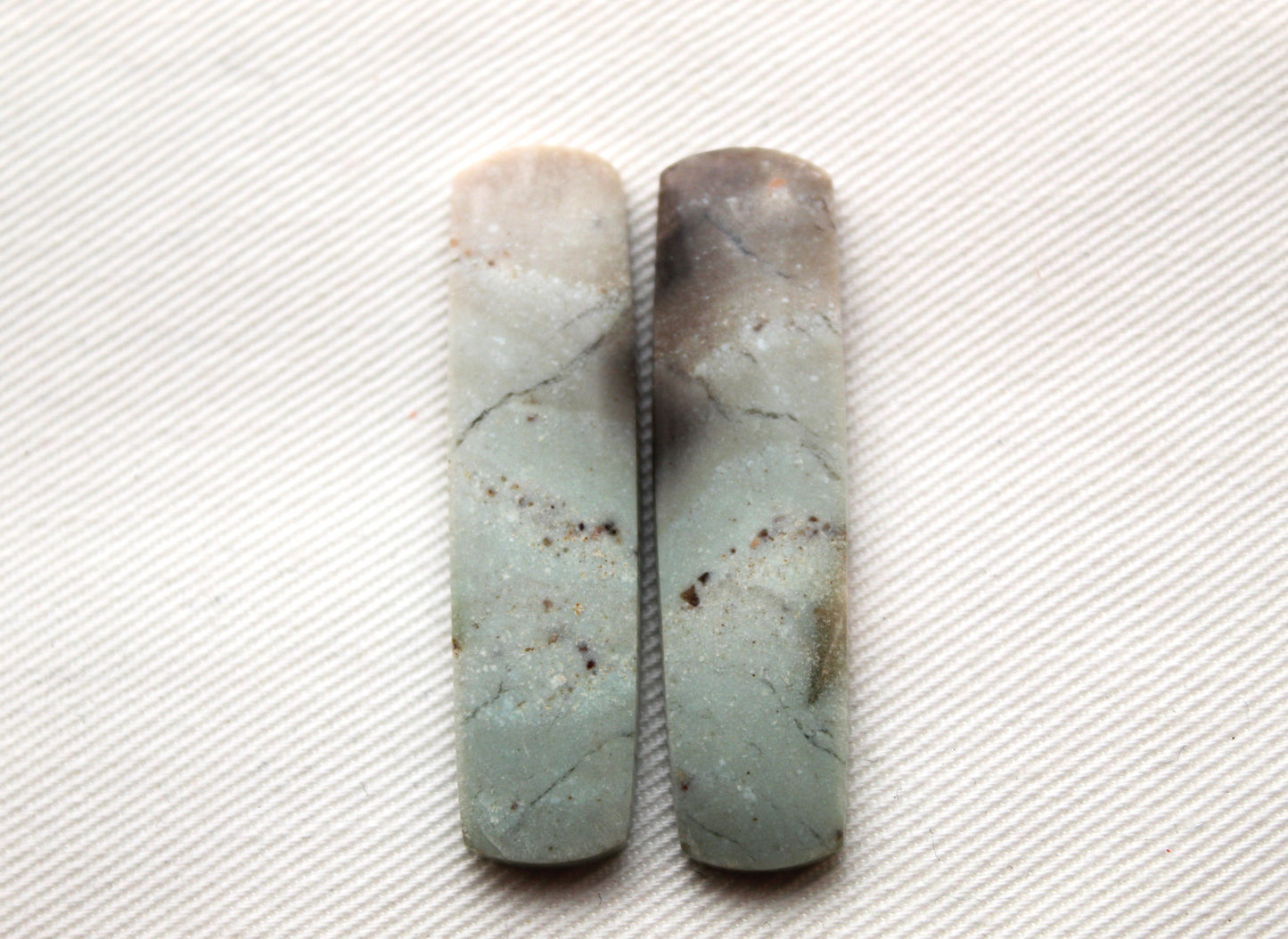Pair of green Jasper Cabochons rectangle