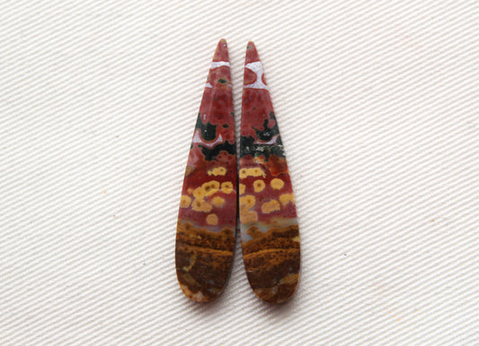 River Jasper Cabochon Pair Gemstone multicolor