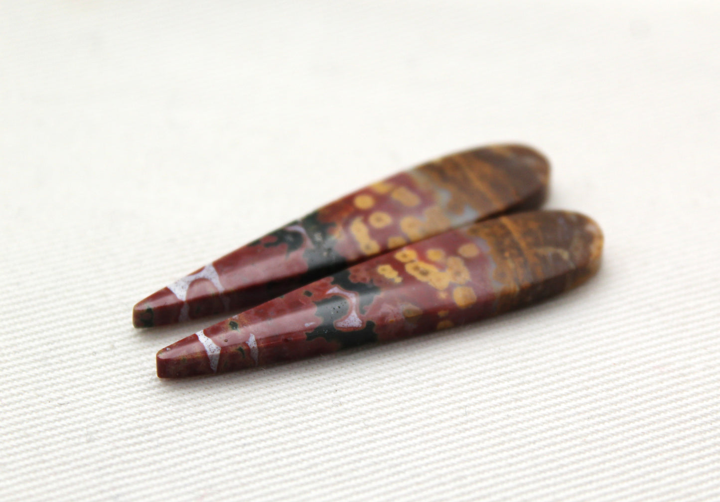 River Jasper Cabochon Pair Gemstone multicolor