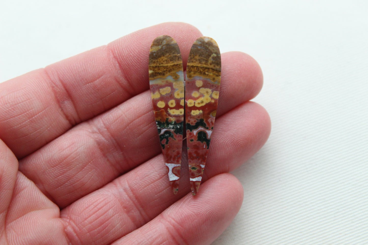 River Jasper Cabochon Pair Gemstone multicolor