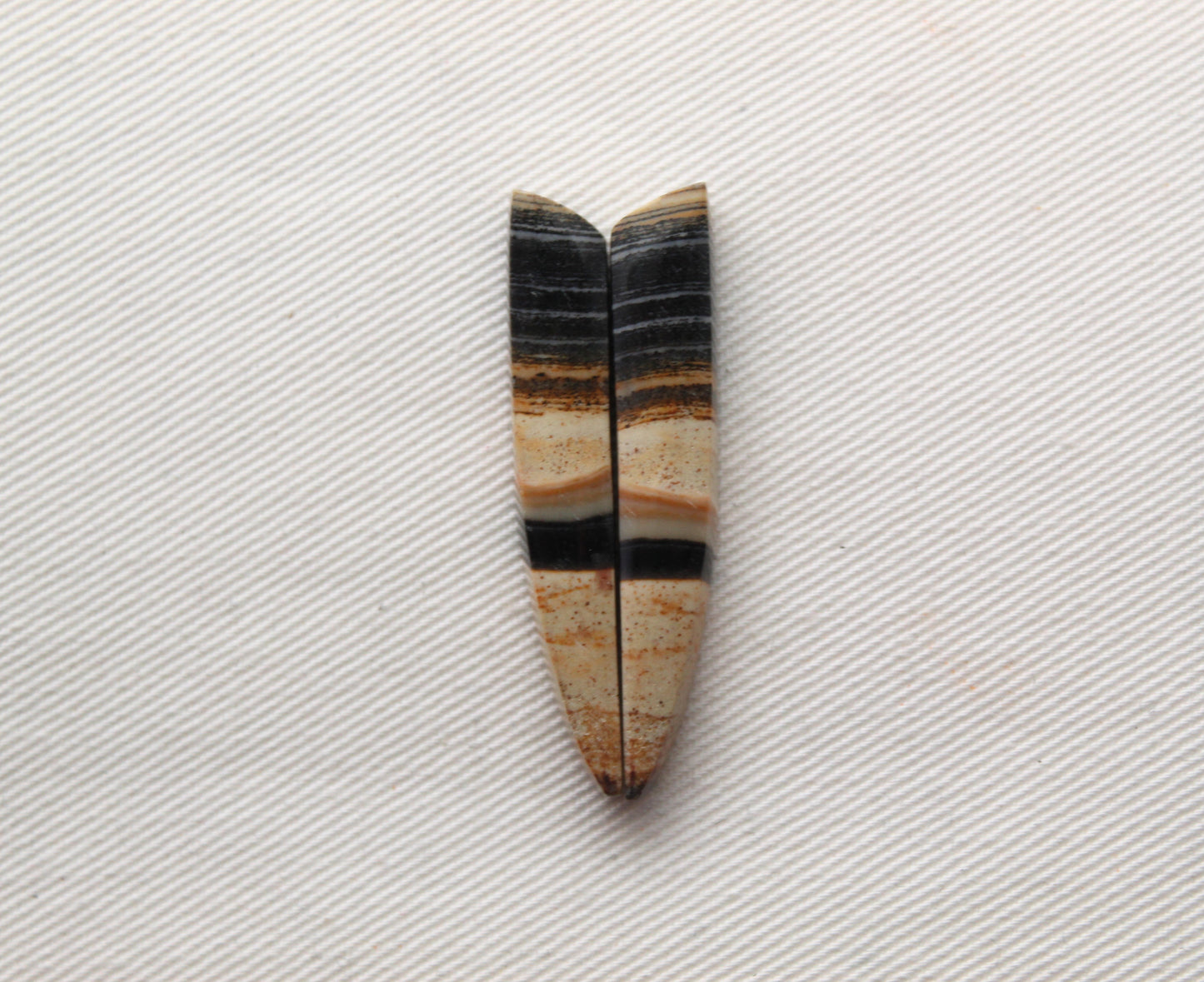 Pair of striped Jasper Cabochons freeform sticks