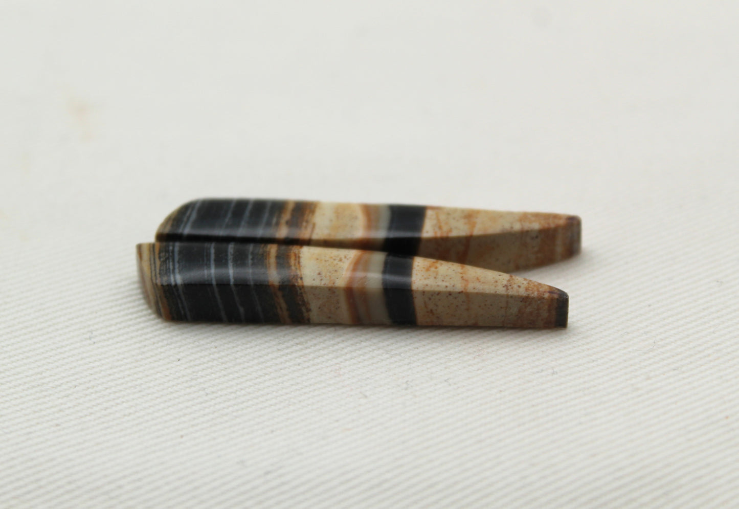 Pair of striped Jasper Cabochons freeform sticks