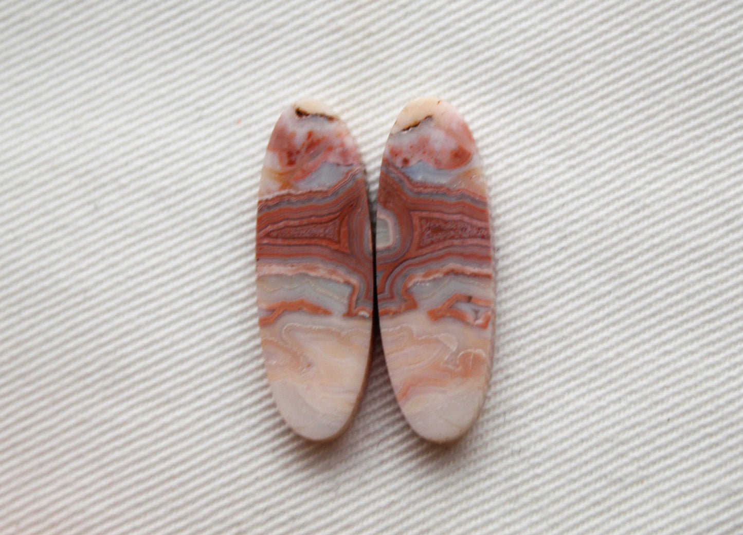 Banded Agates Cabochons Gemstone Pair multicolors