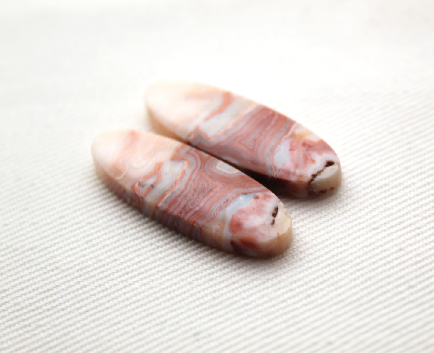 Banded Agates Cabochons Gemstone Pair multicolors