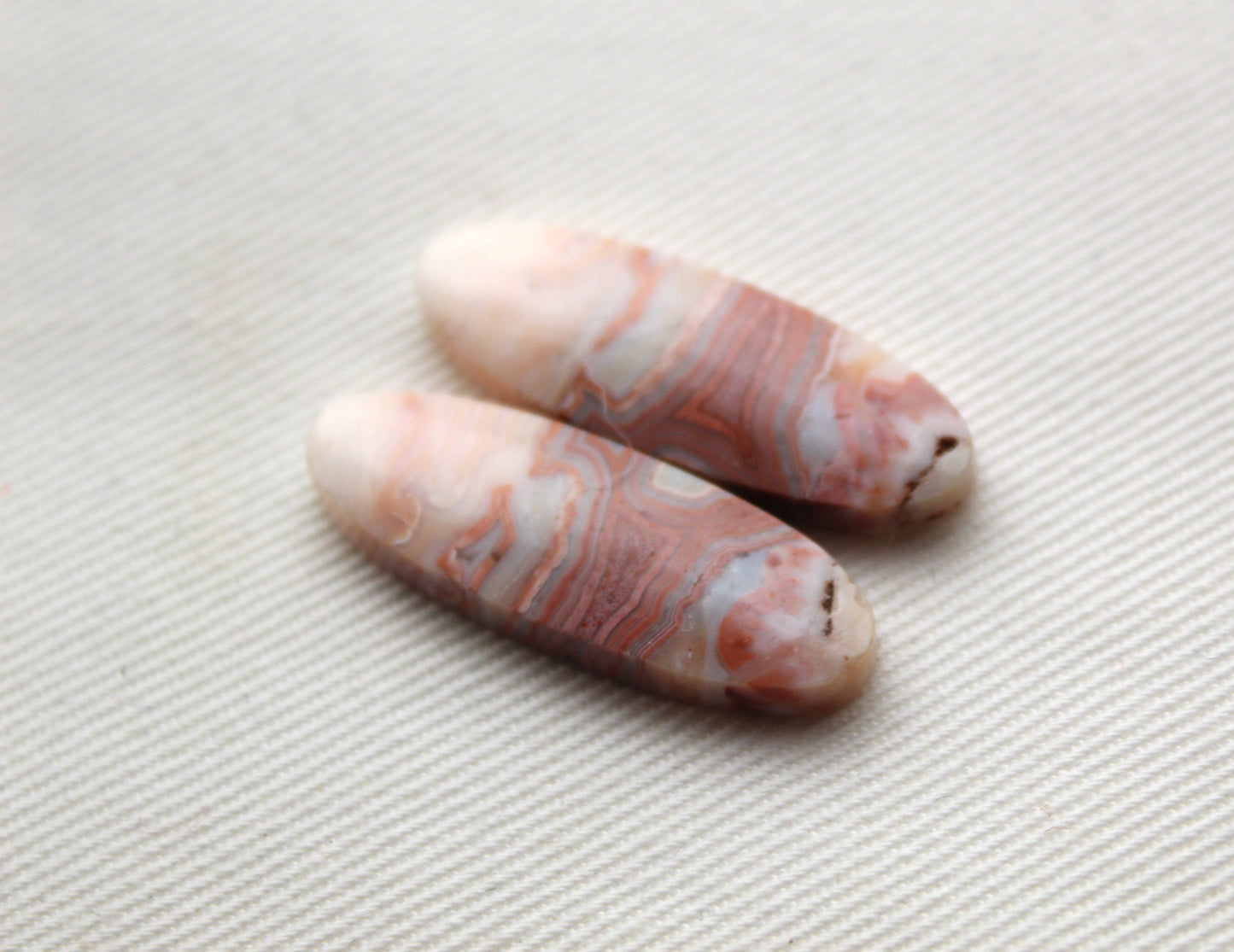 Banded Agates Cabochons Gemstone Pair multicolors