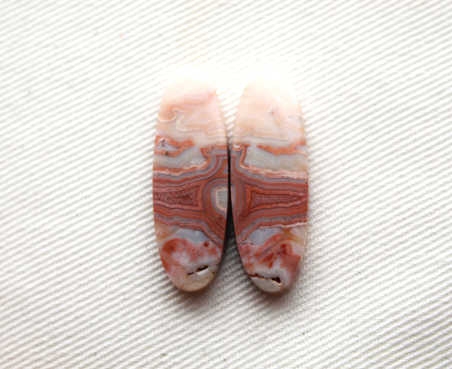 Banded Agates Cabochons Gemstone Pair multicolors