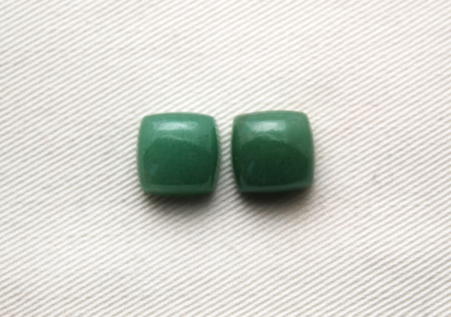 TWO cushion green aventurine cabochons Gemstone 12MM