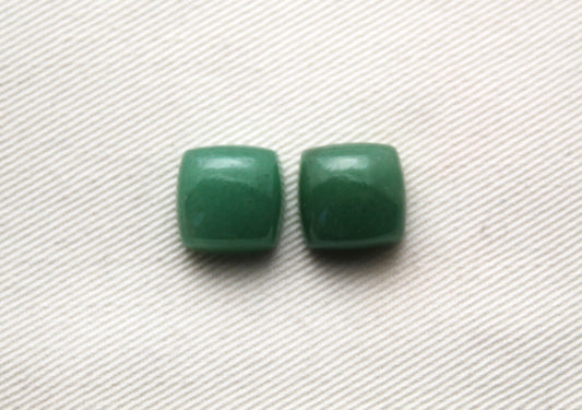 TWO cushion green aventurine cabochons Gemstone 12MM