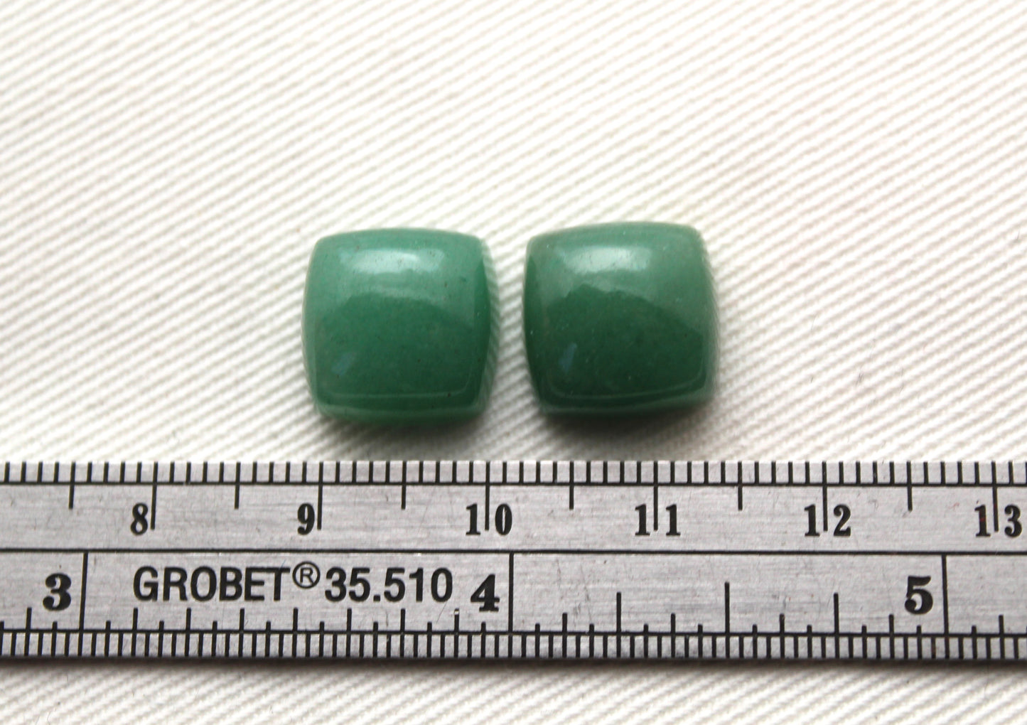 TWO cushion green aventurine cabochons Gemstone 12MM