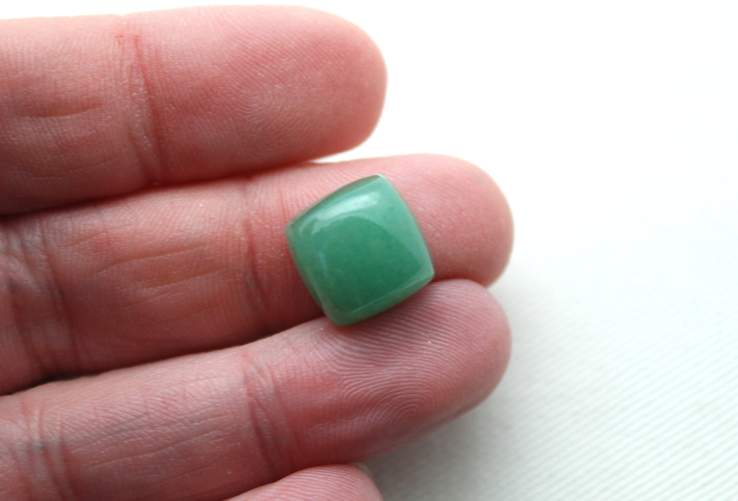 TWO cushion green aventurine cabochons Gemstone 12MM