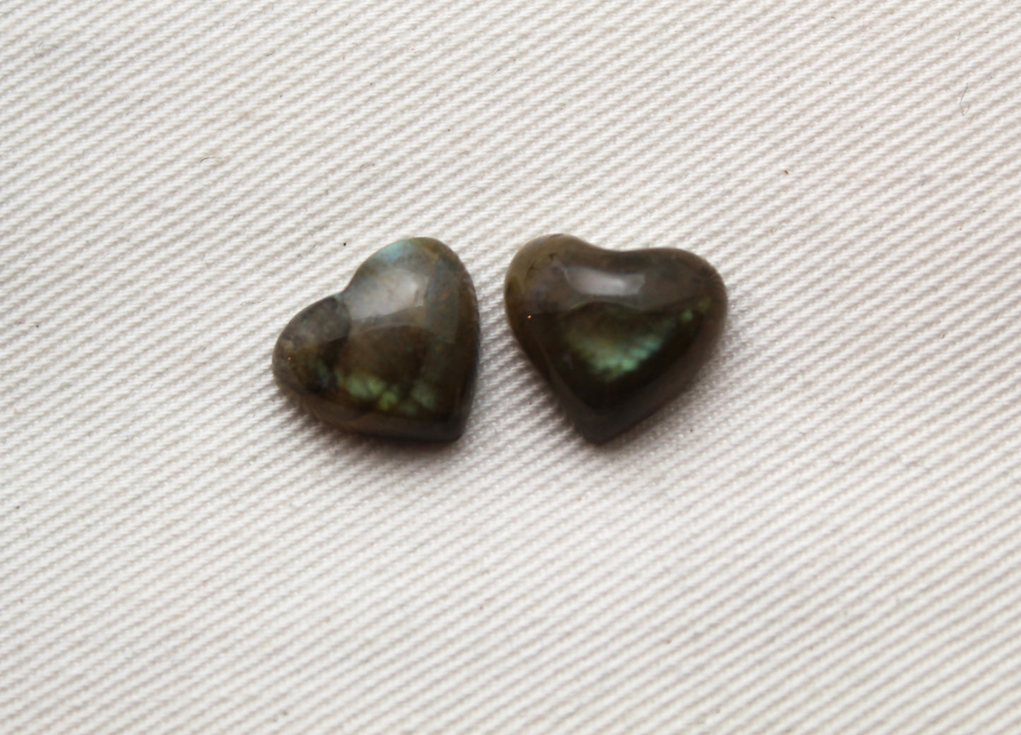TWO  Labradorite Cabochon 12X13MM heart