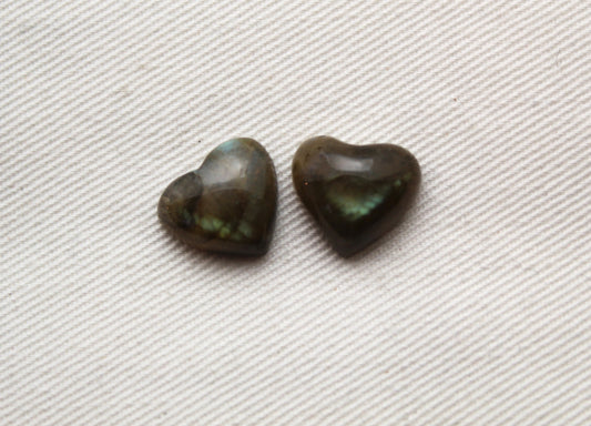 TWO  Labradorite Cabochon 12X13MM heart