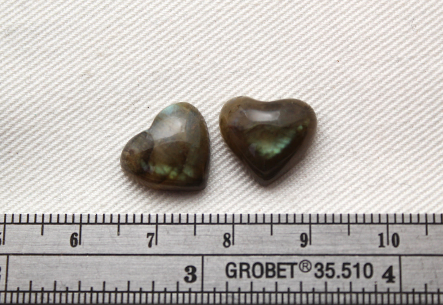TWO  Labradorite Cabochon 12X13MM heart