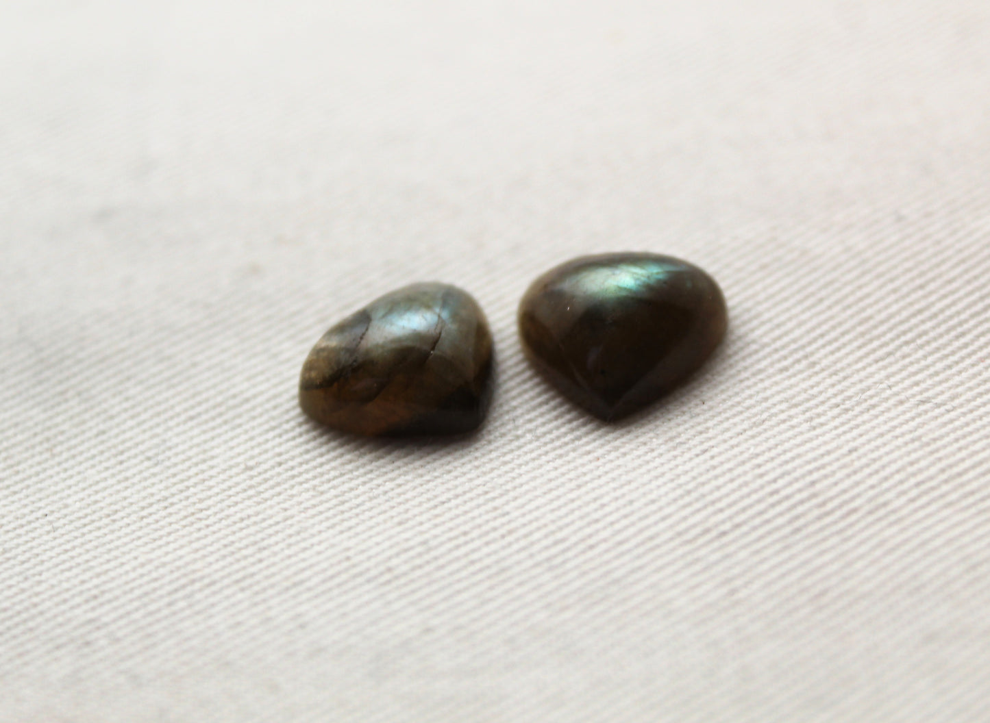 TWO  Labradorite Cabochon 12X13MM heart