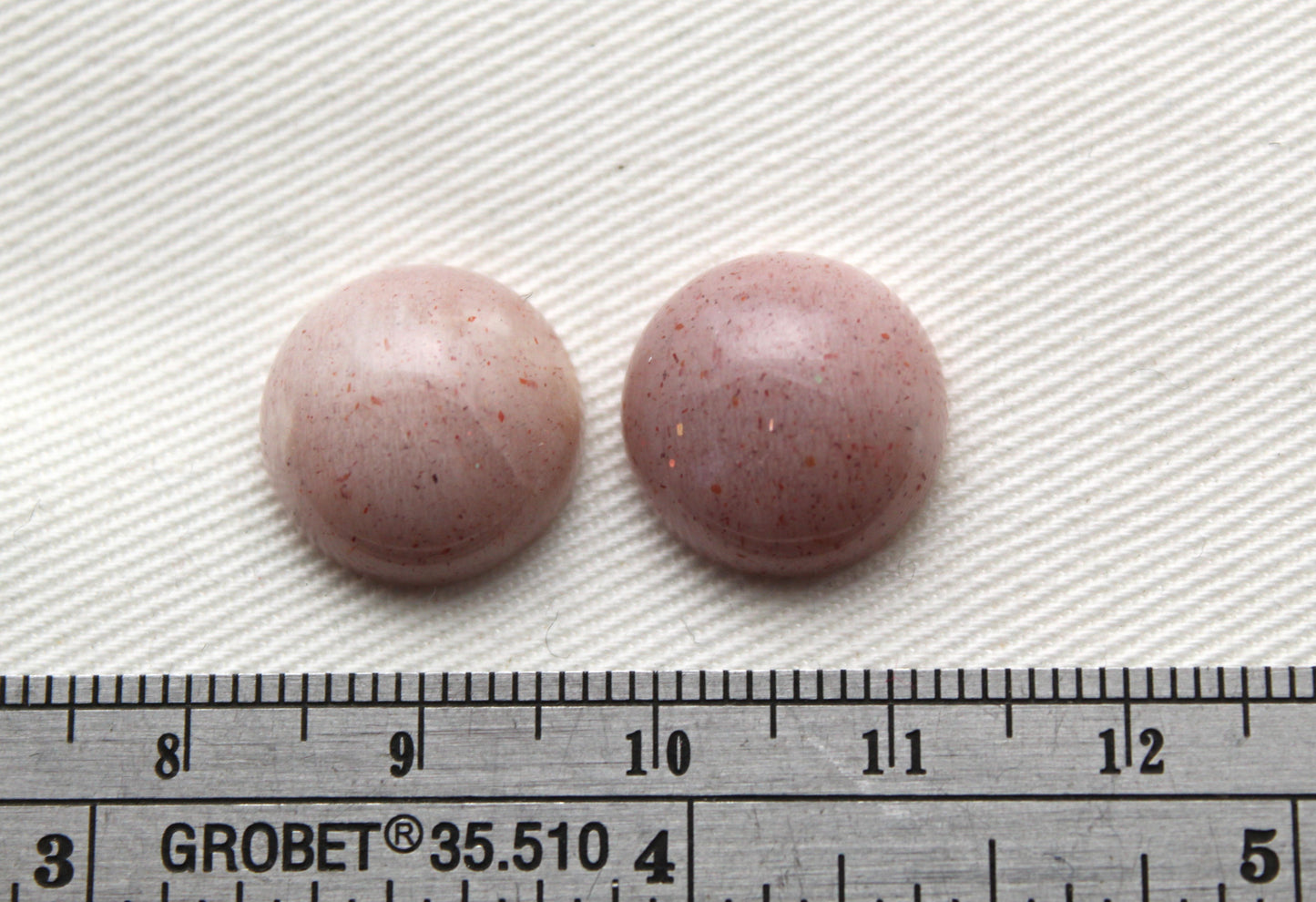 TWO pink Moonstone cabochons Gemstones round 14MM - LAST ONES