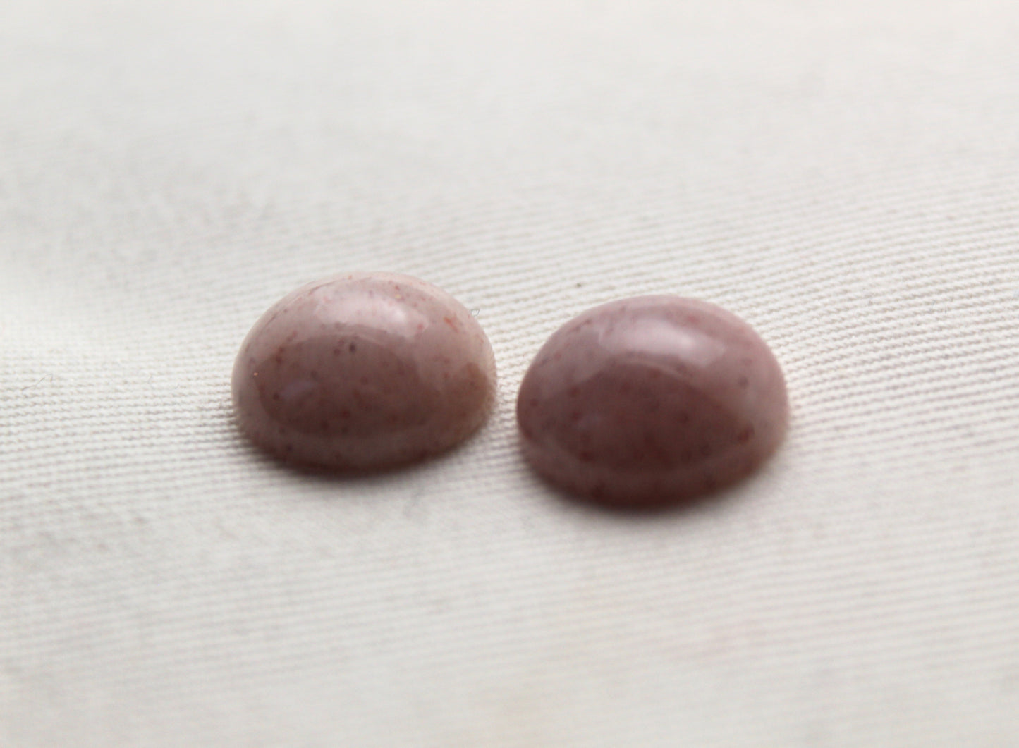 TWO pink Moonstone cabochons Gemstones round 14MM - LAST ONES