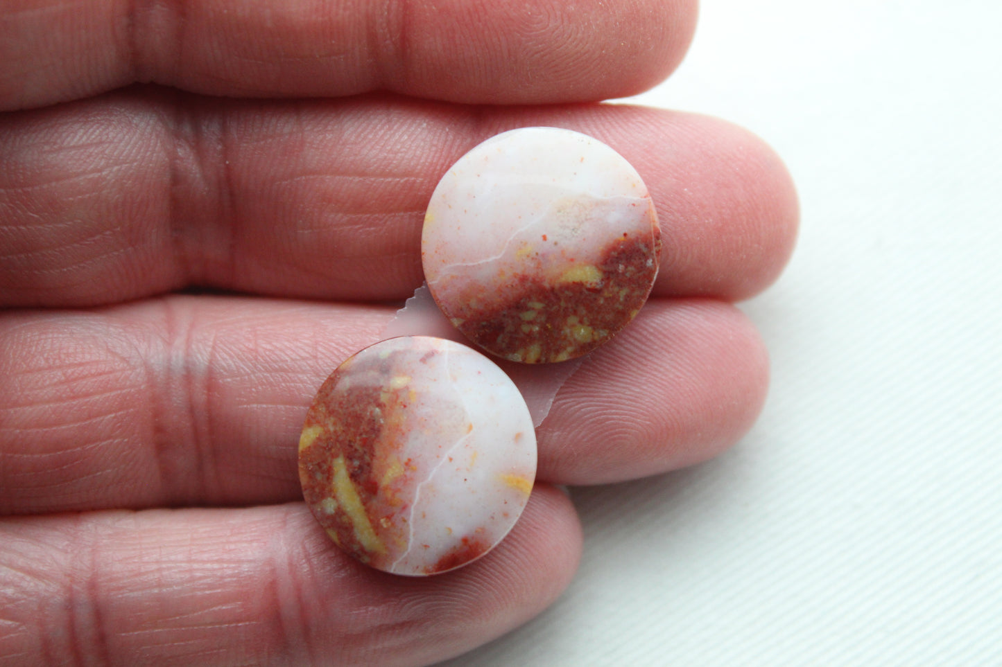 Agates Cabochons Gemstone red white round 18MM