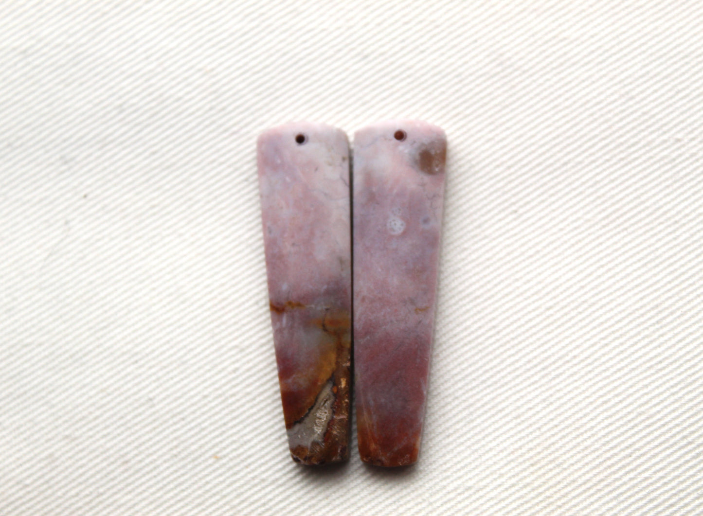 Indonesian Pink Agate Pair Cabochons Gemstone DRILLED