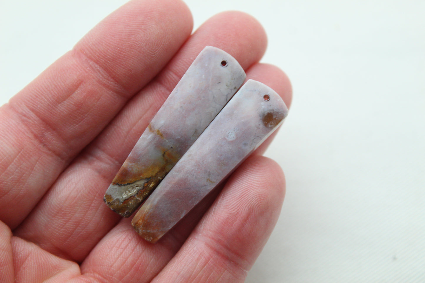 Indonesian Pink Agate Pair Cabochons Gemstone DRILLED