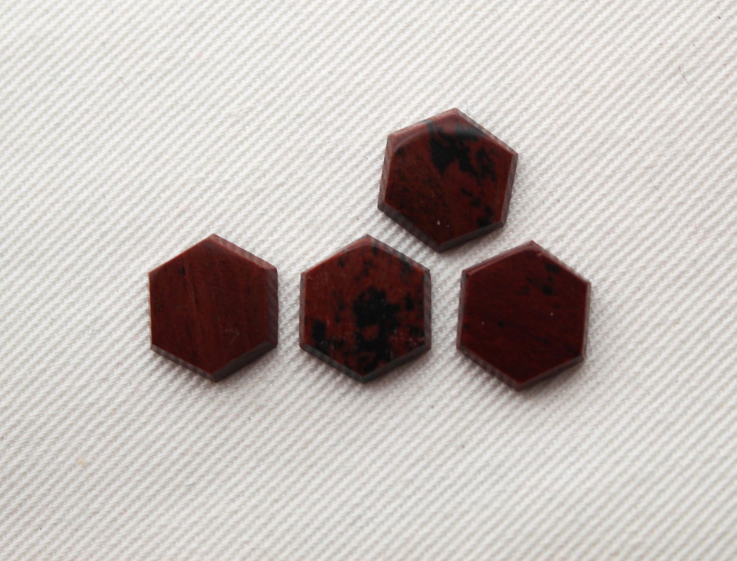FOUR Mahogany Obisidian FLAT Cabochons Gemstones 10MM Hexagon