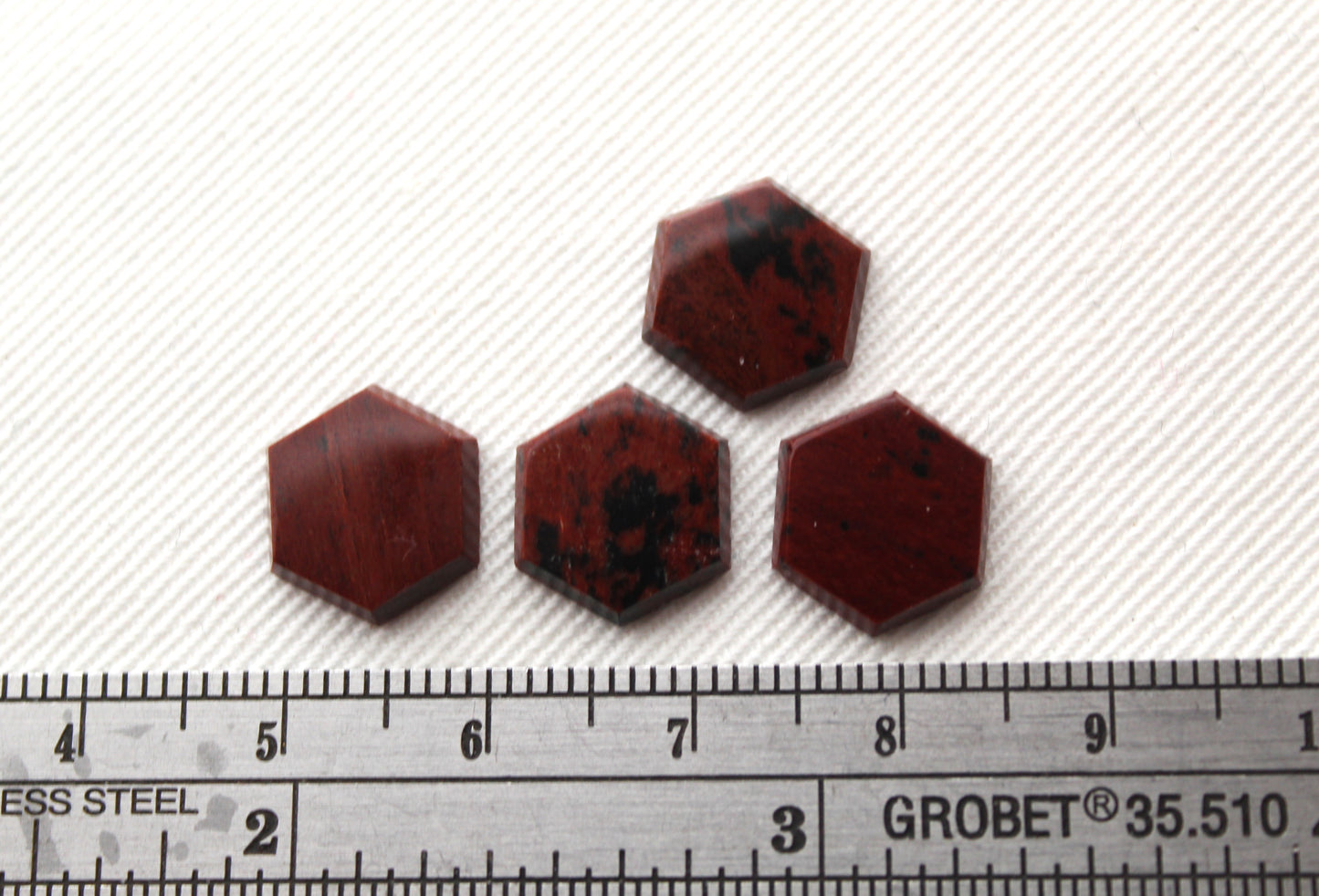 FOUR Mahogany Obisidian FLAT Cabochons Gemstones 10MM Hexagon