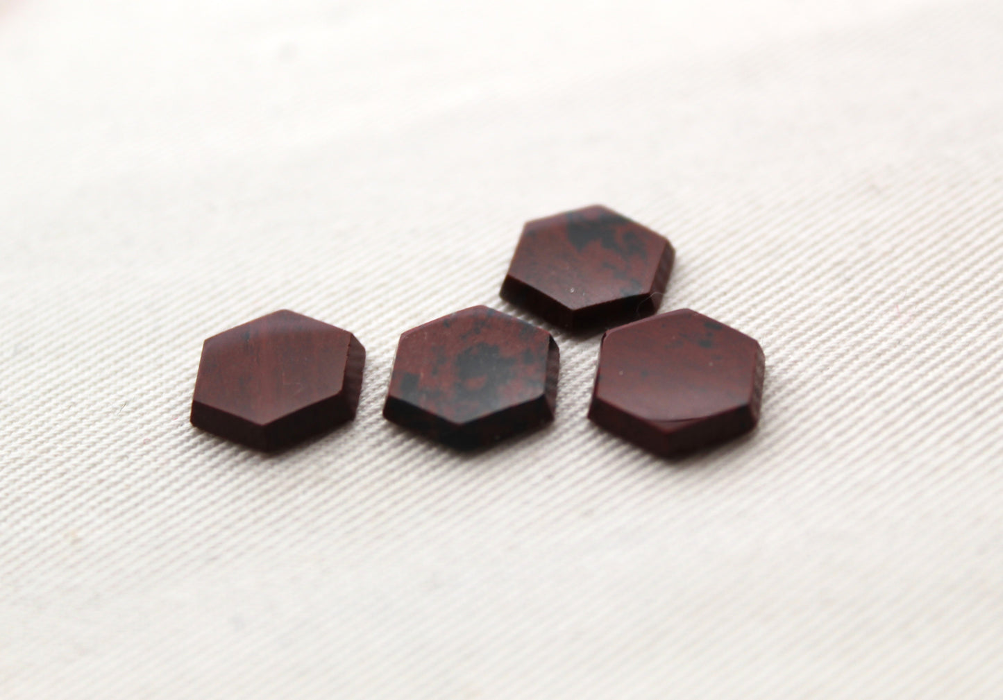 FOUR Mahogany Obisidian FLAT Cabochons Gemstones 10MM Hexagon