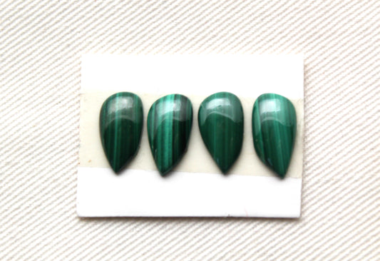 FOUR mini freeform Malachite Cabochons Green Gemstones