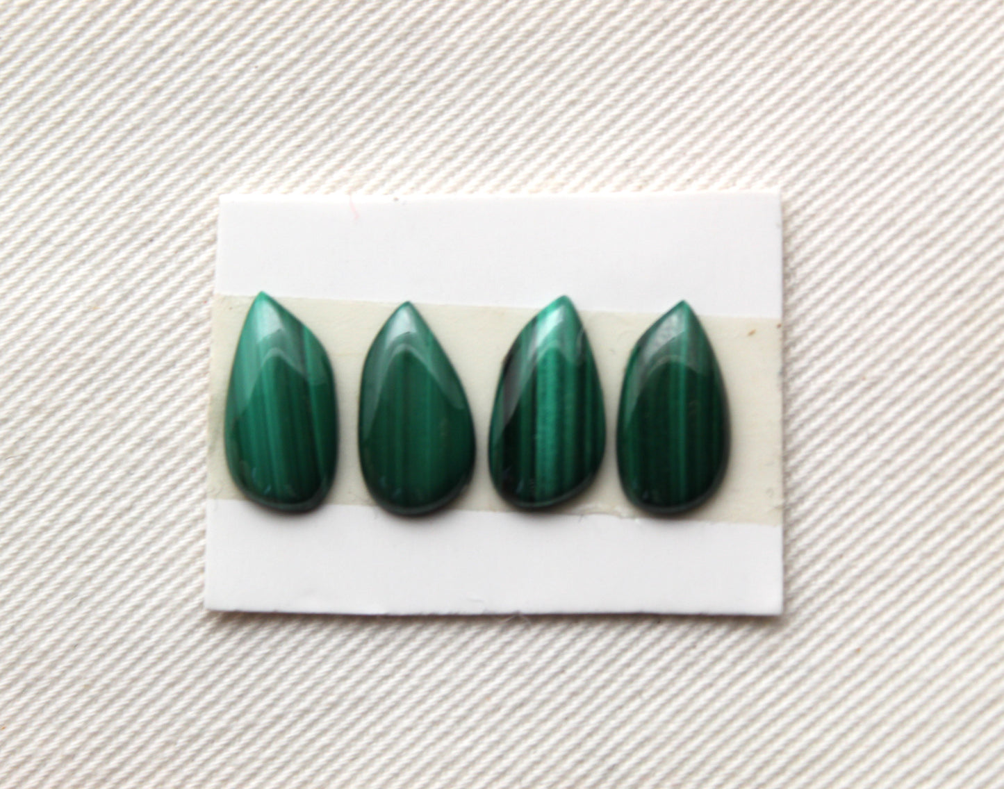FOUR mini freeform Malachite Cabochons Green Gemstones
