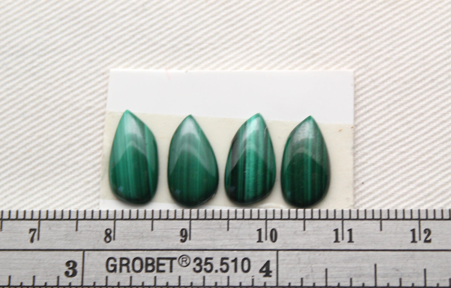 FOUR mini freeform Malachite Cabochons Green Gemstones
