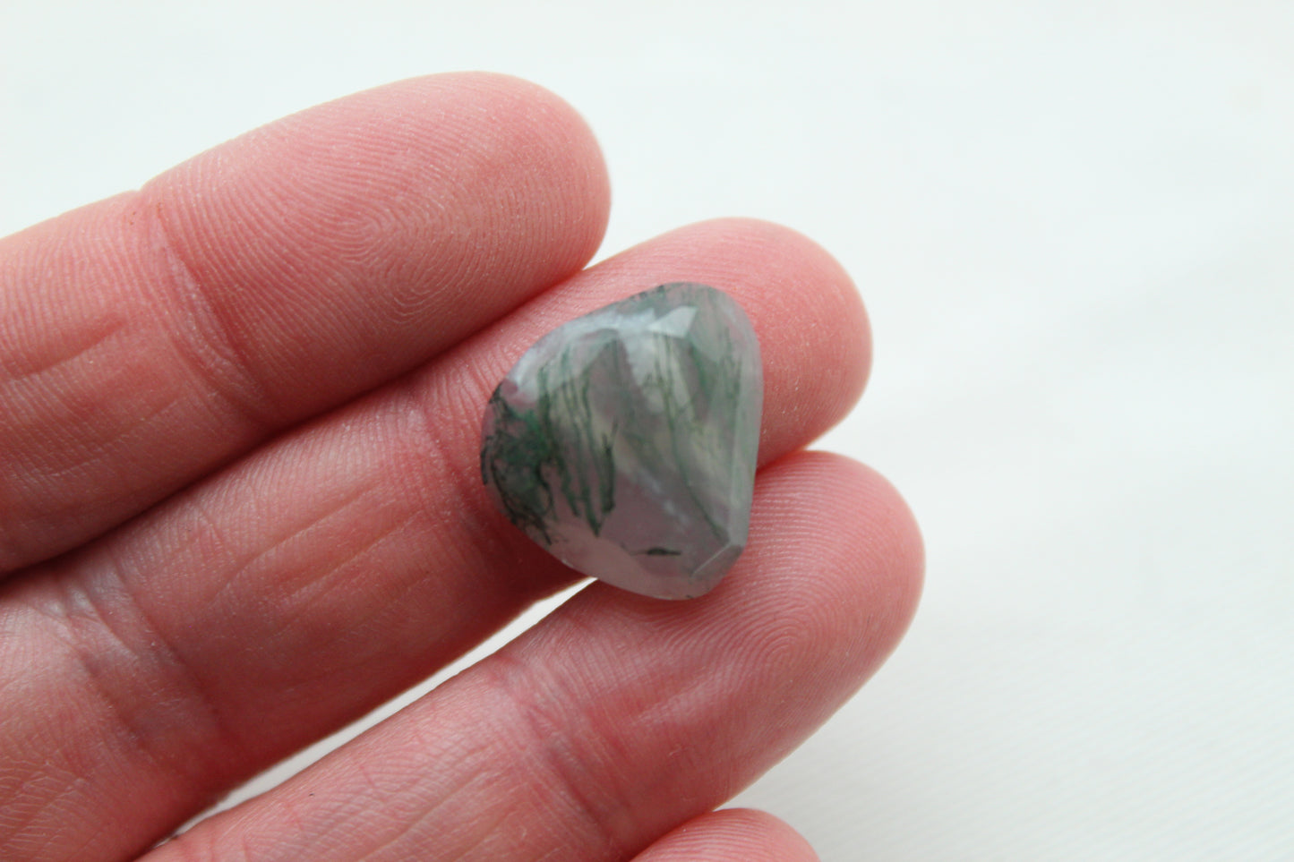 Green Moss Agate Faceted Cabochon gemstone