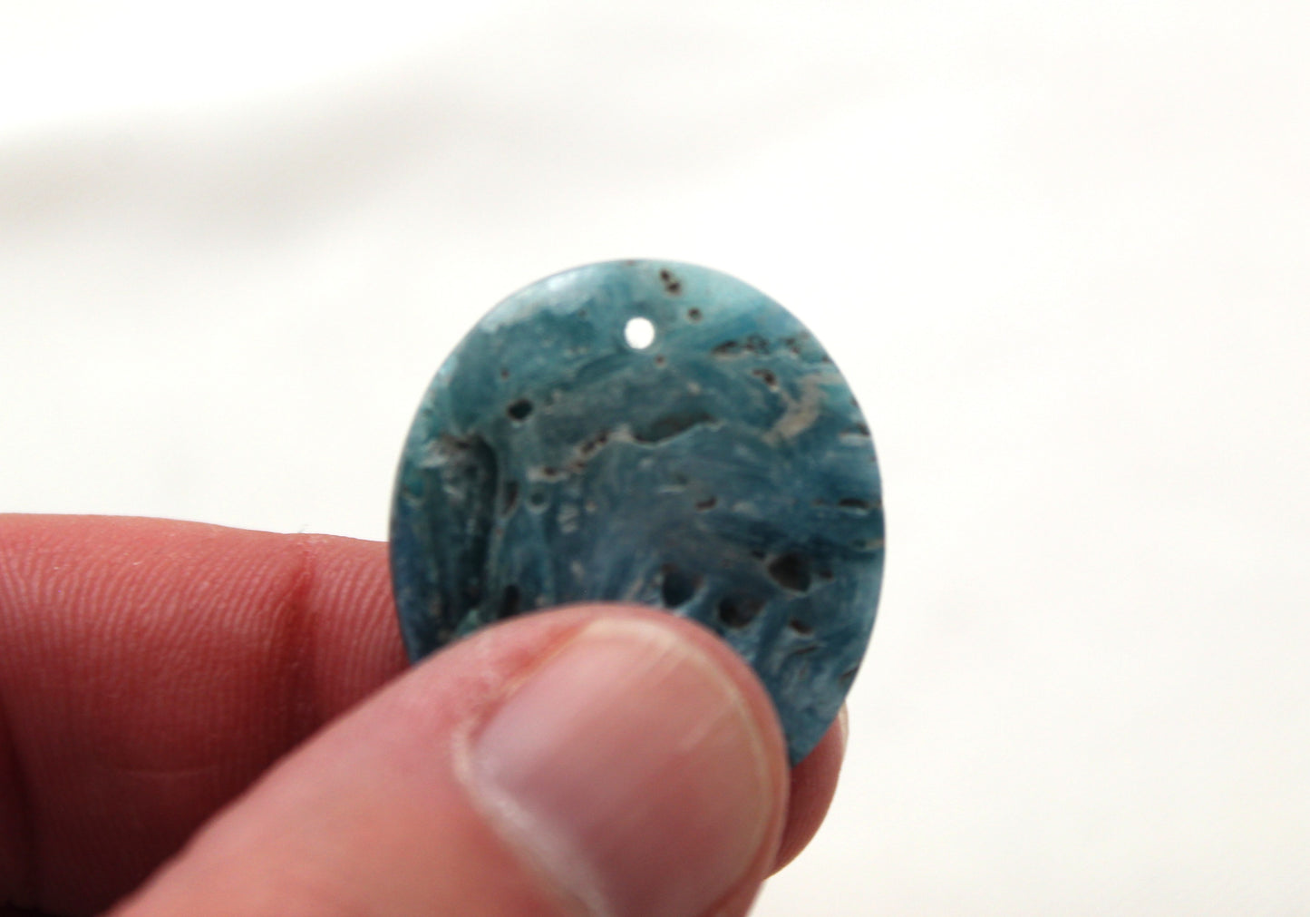 One Blue Ice Agate freeform Cabochon Gemstone DRILLED