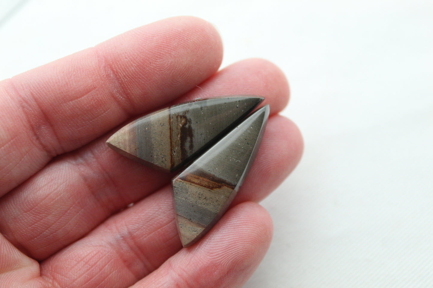 Indonesian Picture Jasper Pair Cabochons gemstones