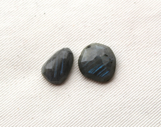 TWO Labradorite rose cut Cabochon freeform blue