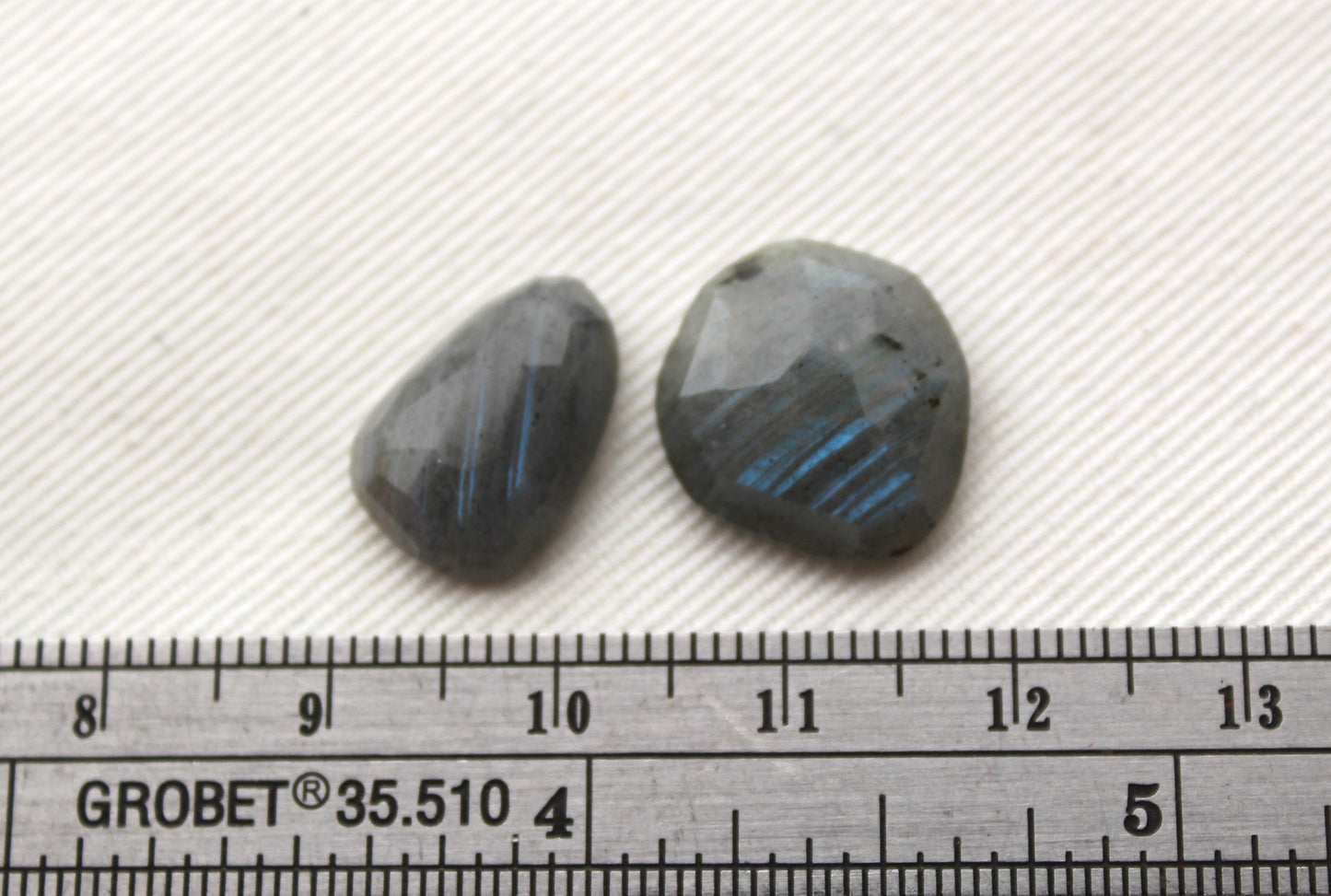 TWO Labradorite rose cut Cabochon freeform blue