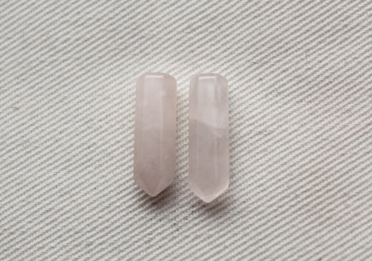 TWO Small points Pink quartz gemstone DRILLED