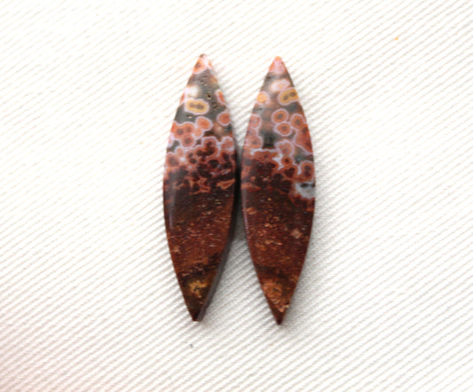 River Jasper Cabochon Pair Gemstone Marquise red