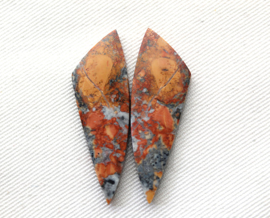 Orange Maligano Jasper cabochons pair Gemstone