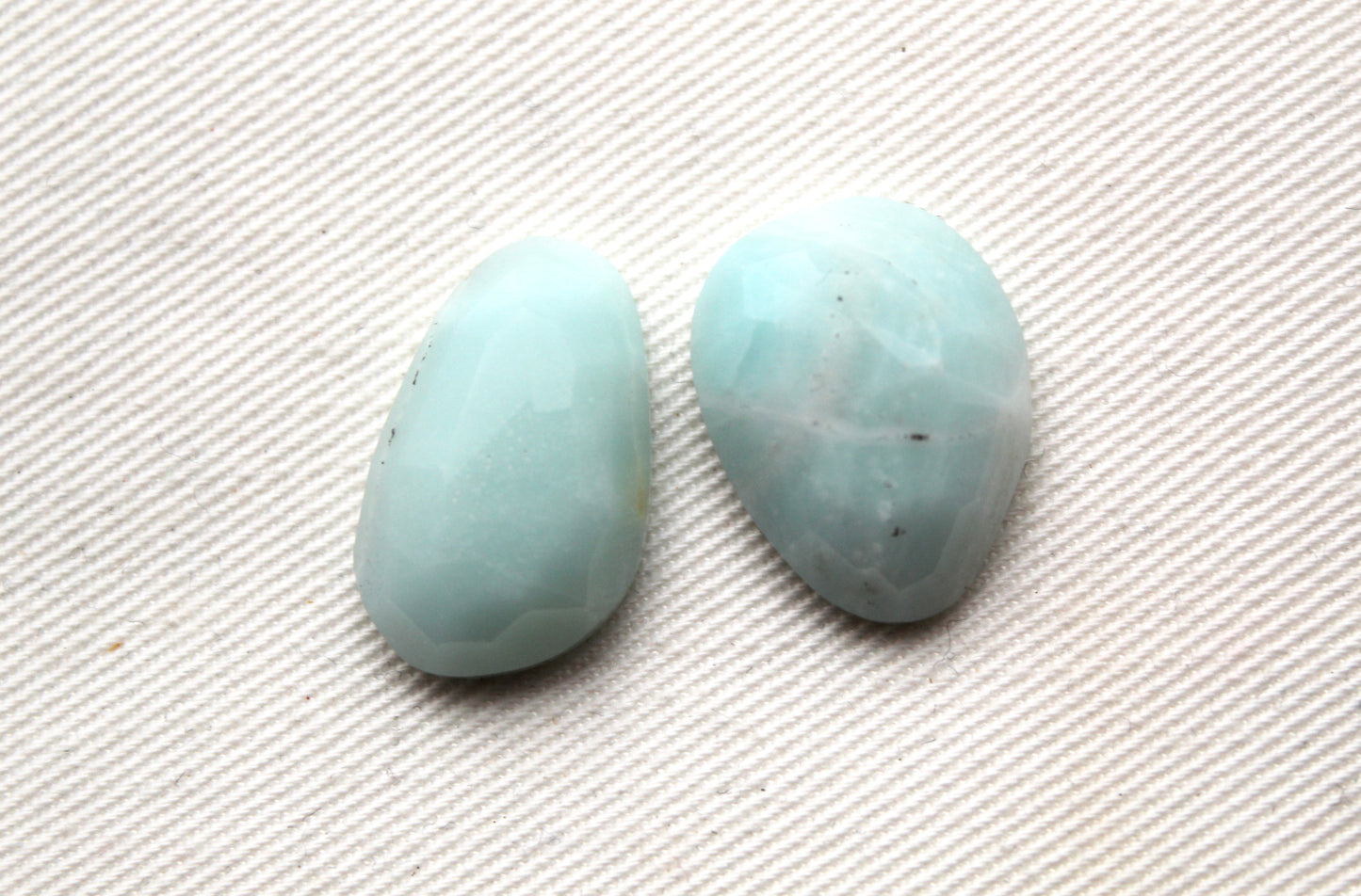 TWO Chinese Amazonite cabochon Freeform rose cut Gemstone