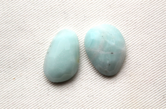 TWO Chinese Amazonite cabochon Freeform rose cut Gemstone
