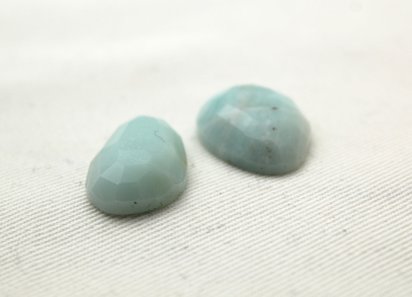TWO Chinese Amazonite cabochon Freeform rose cut Gemstone
