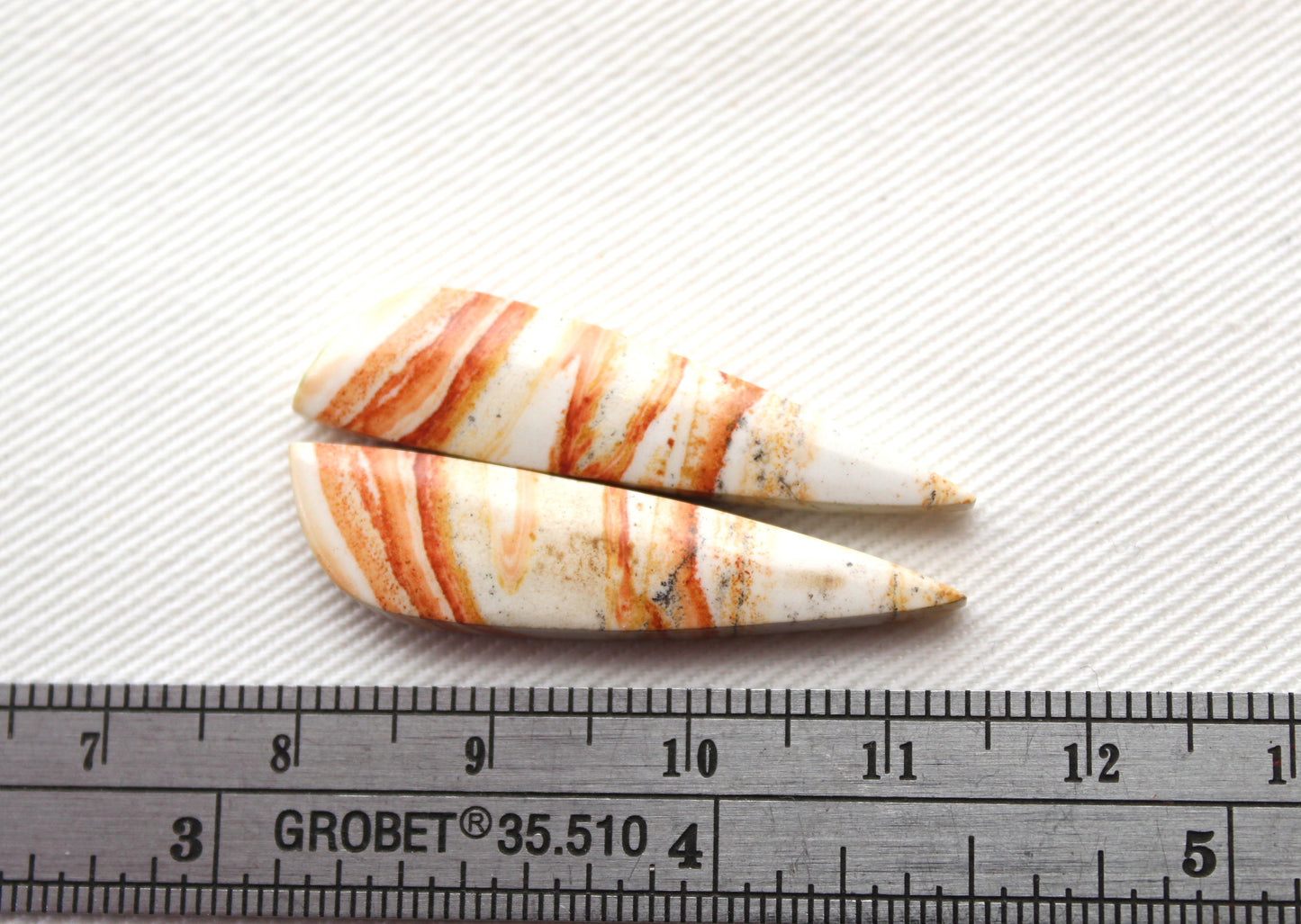 Pair of Retro Jasper Cabochon yellow orange